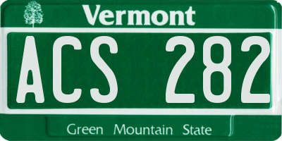 VT license plate ACS282
