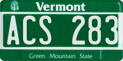 VT license plate ACS283