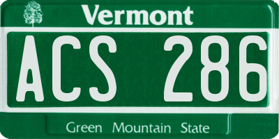 VT license plate ACS286