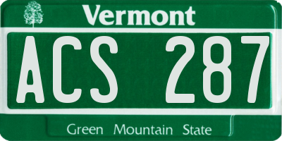 VT license plate ACS287