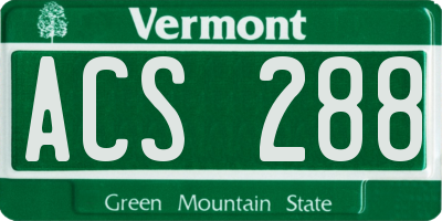 VT license plate ACS288