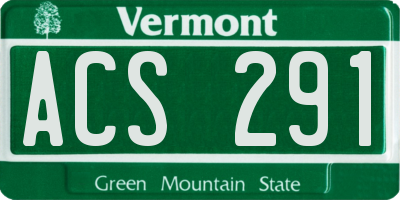 VT license plate ACS291