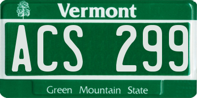 VT license plate ACS299