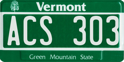 VT license plate ACS303