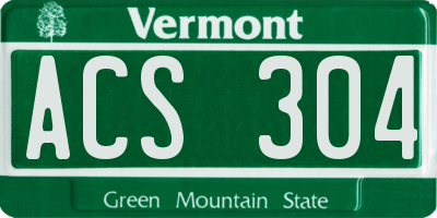 VT license plate ACS304
