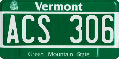 VT license plate ACS306