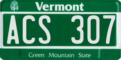 VT license plate ACS307