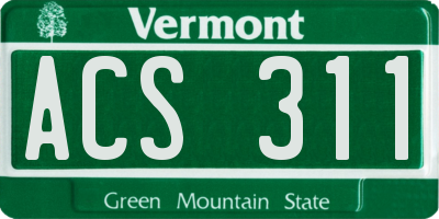 VT license plate ACS311