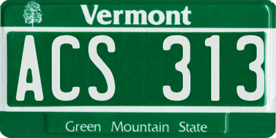 VT license plate ACS313