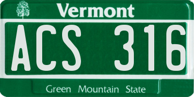 VT license plate ACS316