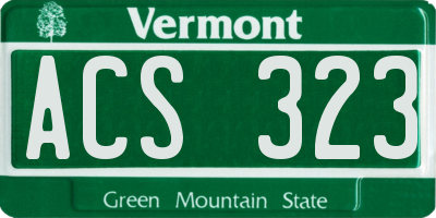 VT license plate ACS323