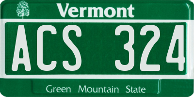 VT license plate ACS324