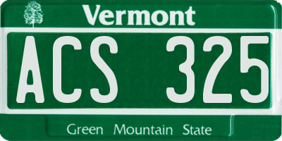 VT license plate ACS325