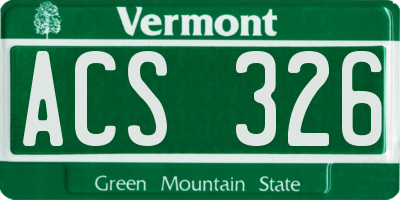 VT license plate ACS326