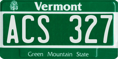 VT license plate ACS327