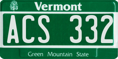VT license plate ACS332