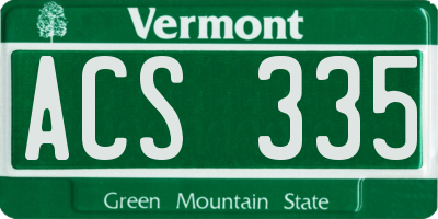 VT license plate ACS335
