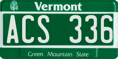 VT license plate ACS336