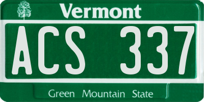 VT license plate ACS337