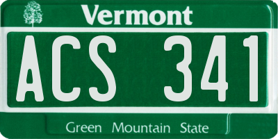 VT license plate ACS341