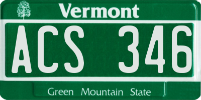 VT license plate ACS346