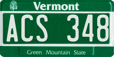 VT license plate ACS348