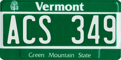 VT license plate ACS349