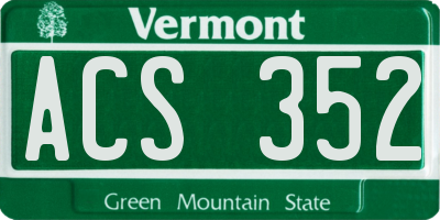 VT license plate ACS352