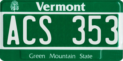 VT license plate ACS353