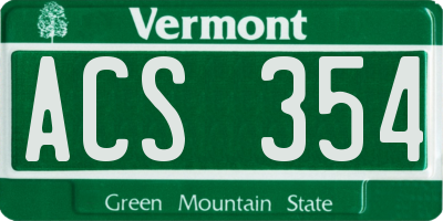 VT license plate ACS354