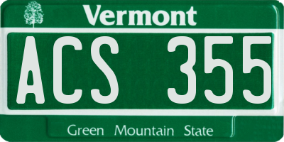 VT license plate ACS355