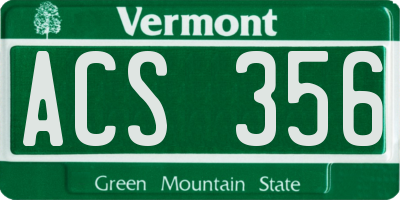 VT license plate ACS356