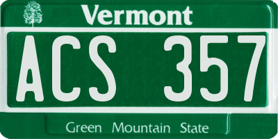 VT license plate ACS357