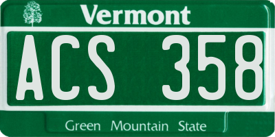 VT license plate ACS358