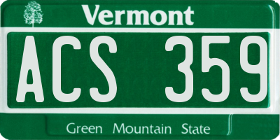VT license plate ACS359