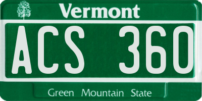 VT license plate ACS360