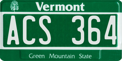 VT license plate ACS364
