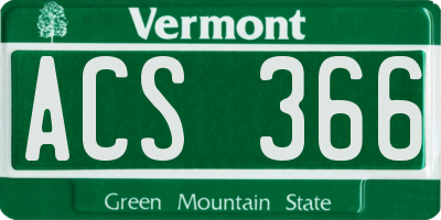 VT license plate ACS366