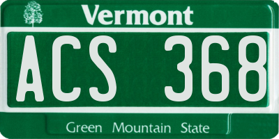 VT license plate ACS368