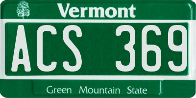 VT license plate ACS369