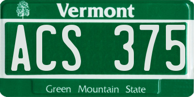 VT license plate ACS375