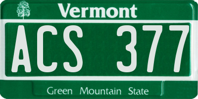 VT license plate ACS377