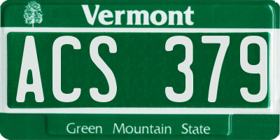 VT license plate ACS379