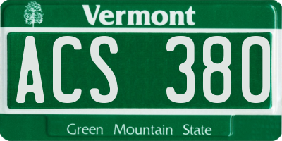 VT license plate ACS380