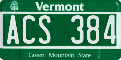 VT license plate ACS384