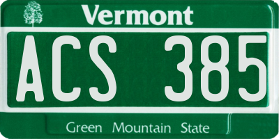 VT license plate ACS385
