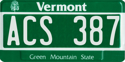 VT license plate ACS387
