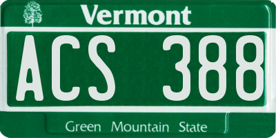 VT license plate ACS388