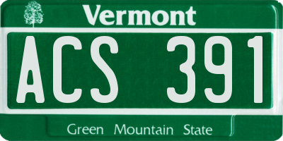 VT license plate ACS391