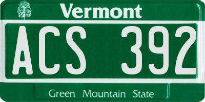 VT license plate ACS392